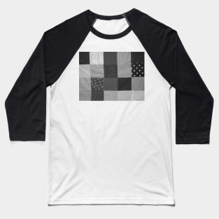 fabric squares of black and white patchwork Baseball T-Shirt